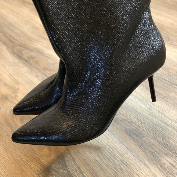 Zara Black Knee High Heeled Boots - Picture 5 of 17